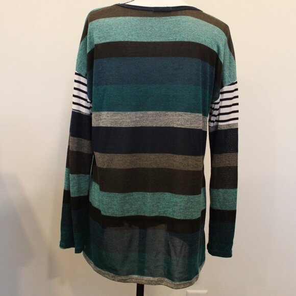 Heimish USA Blouse Mulitcolor Stripe Sz M - Picture 2 of 4